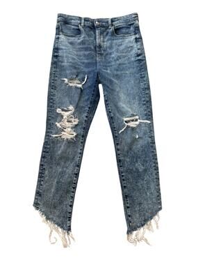 American Eagle Women’s Super Stretch Ripped Jeans Size 12 Distressed Denim